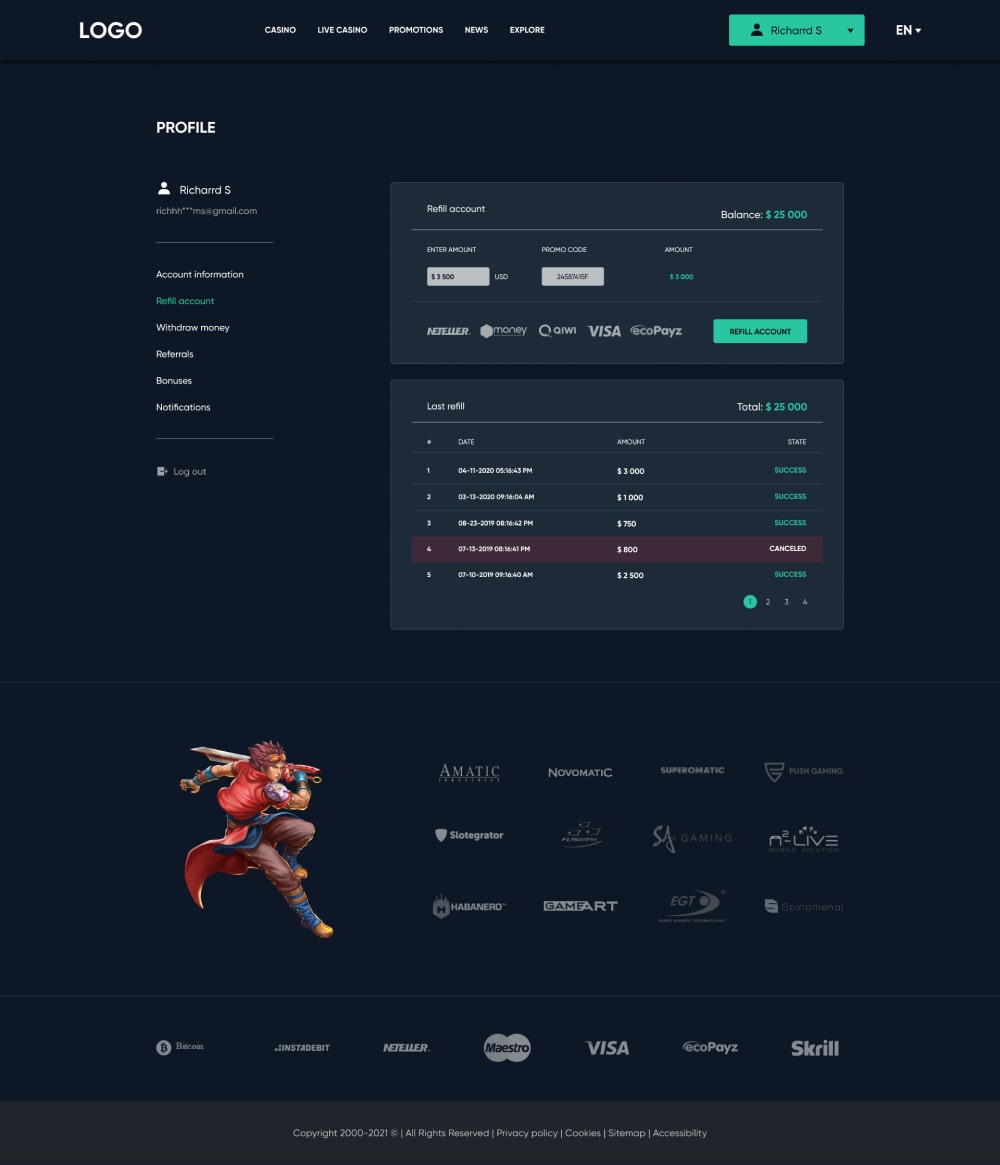 Kiểm tra bản demo của trang web trò chơi!