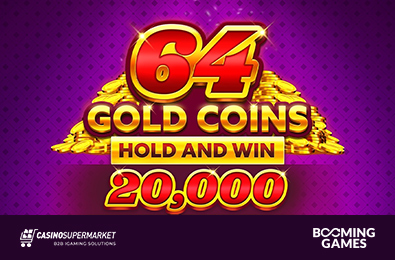 Booming Games Offers a Treasure-Rich Slot, 64 Gold Coins Hold and Win 20,000