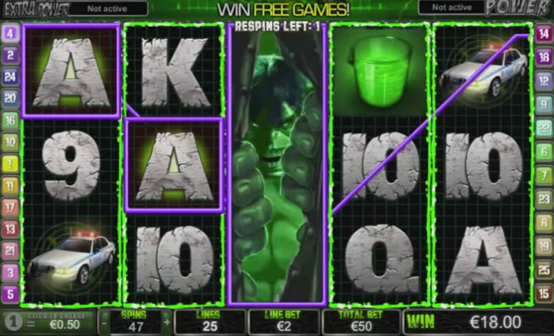 Online slot machine from Playtech: Incredible Hulk